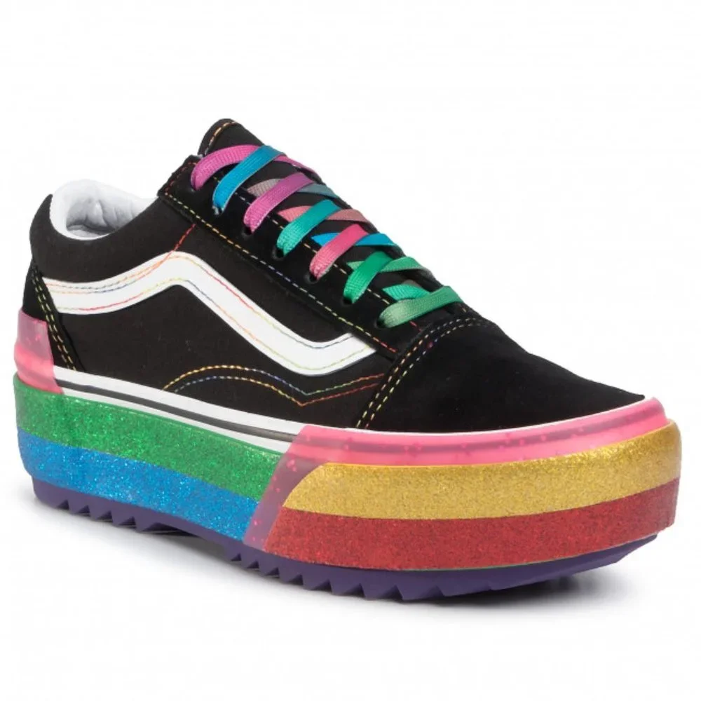 Vans Old Skool Stacked Rainbow Glitter Platform Men's 3.5/Women's 5 VN0A4U15WW1